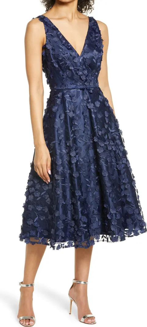Eliza J 3D Appliqu\u00e9 Fit & Flare Cocktail Dress | Nordstromrack | Nordstrom Rack