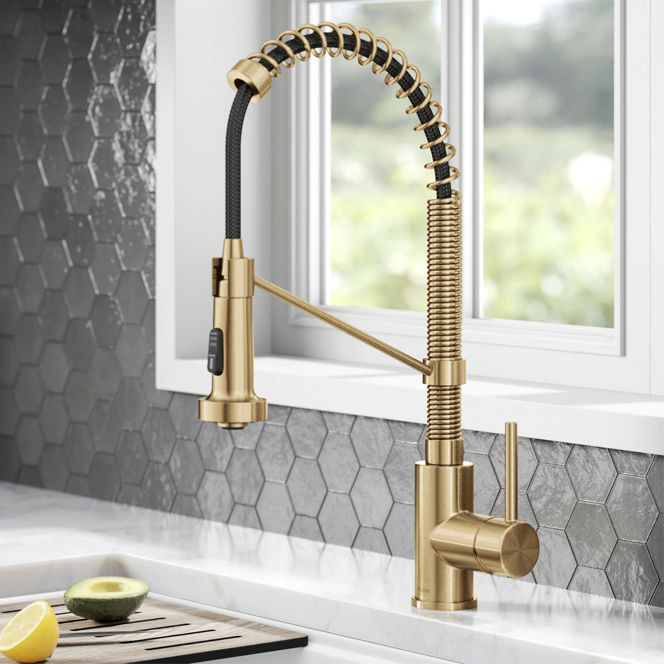 KRAUS Bolden Commercial Style 2-Function Single Handle Pull Down Kitchen Faucet KPF-1610BB | Wayfair North America