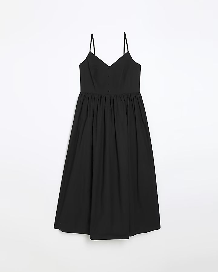 Black skater midi dress | River Island (UK & IE)