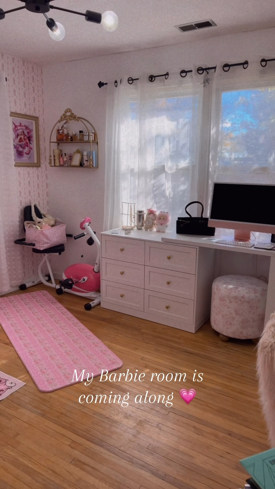 My Barbie makeup room is coming along
💘 still so much to do but this desk was much needed and it's so cute and has 3 different layouts you can do with it! 🤩
#coquetteaesthetic
#loveshackfancy #pinkroom #makeuproomtour 

#LTKHome #LTKStyleTip #LTKActive