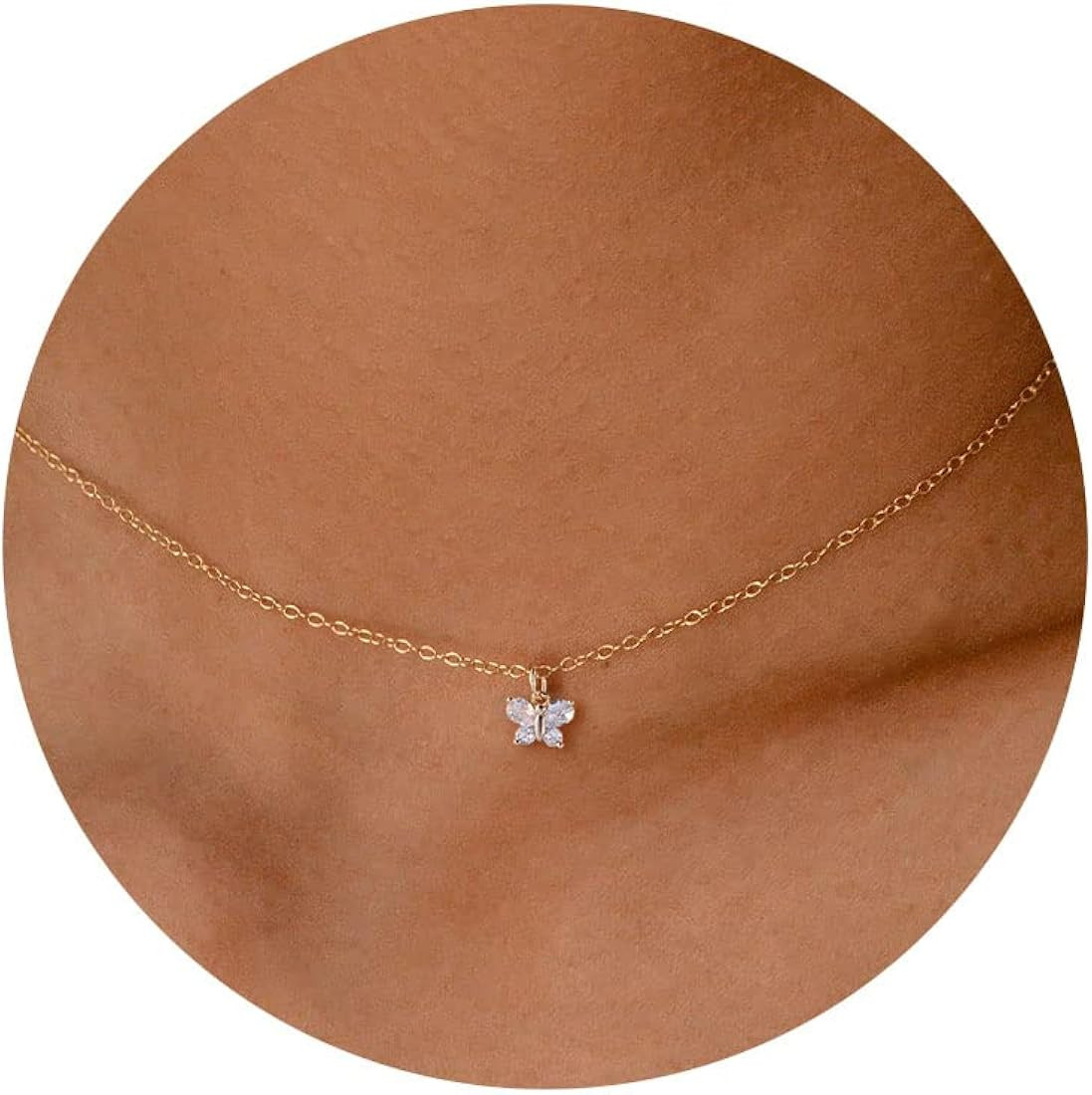 VRIUA Diamond Necklaces for Women, Dainty Gold Necklace 18K Gold Filled Layered Necklace Simple C... | Amazon (US)