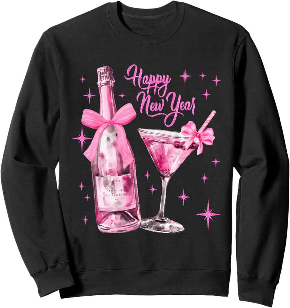 Champagne Sweatshirt Martini Coquette Happy New Year Party Sweatshirt | Amazon (US)