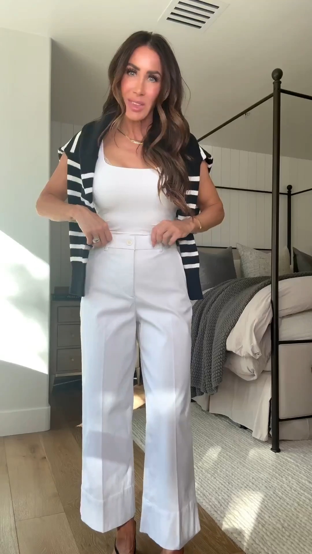 These cropped wide leg pants are beautifully made and come in 7 colors sz small 
Tank sz small
Sweater sz small


#LTKSeasonal #LTKOver40 #LTKU