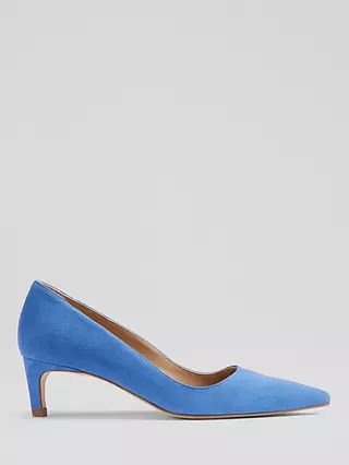 L.K.Bennett Ava Suede Kitten Heel Court Shoes, Blue | John Lewis (UK)