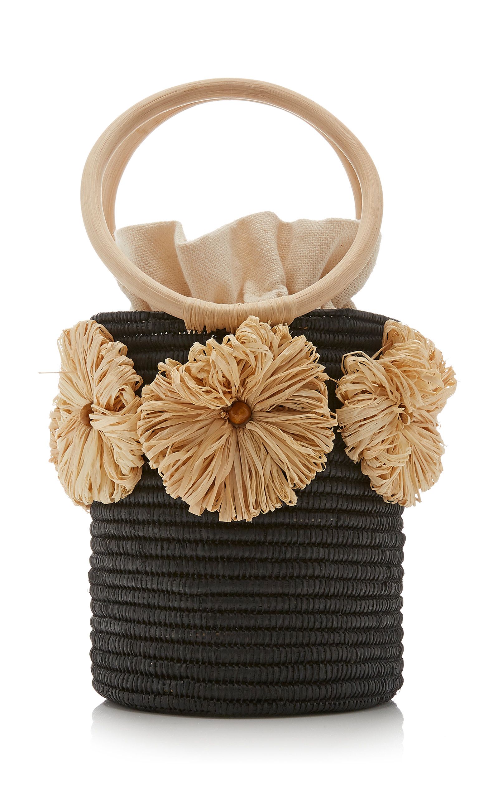 Poolside Together Forever Raffia-Trimmed Straw Bucket Bag | Moda Operandi Global