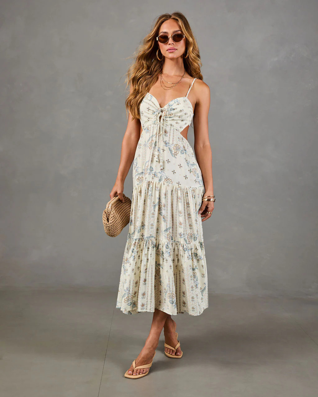Desert Daisy Floral Cut Out Maxi Dress | VICI