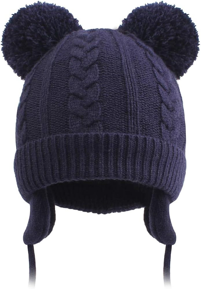 Duoyeree Baby Beanie with Pom-pom Ears Newborn Earflap Hat for Toddler Boys Girls | Amazon (US)