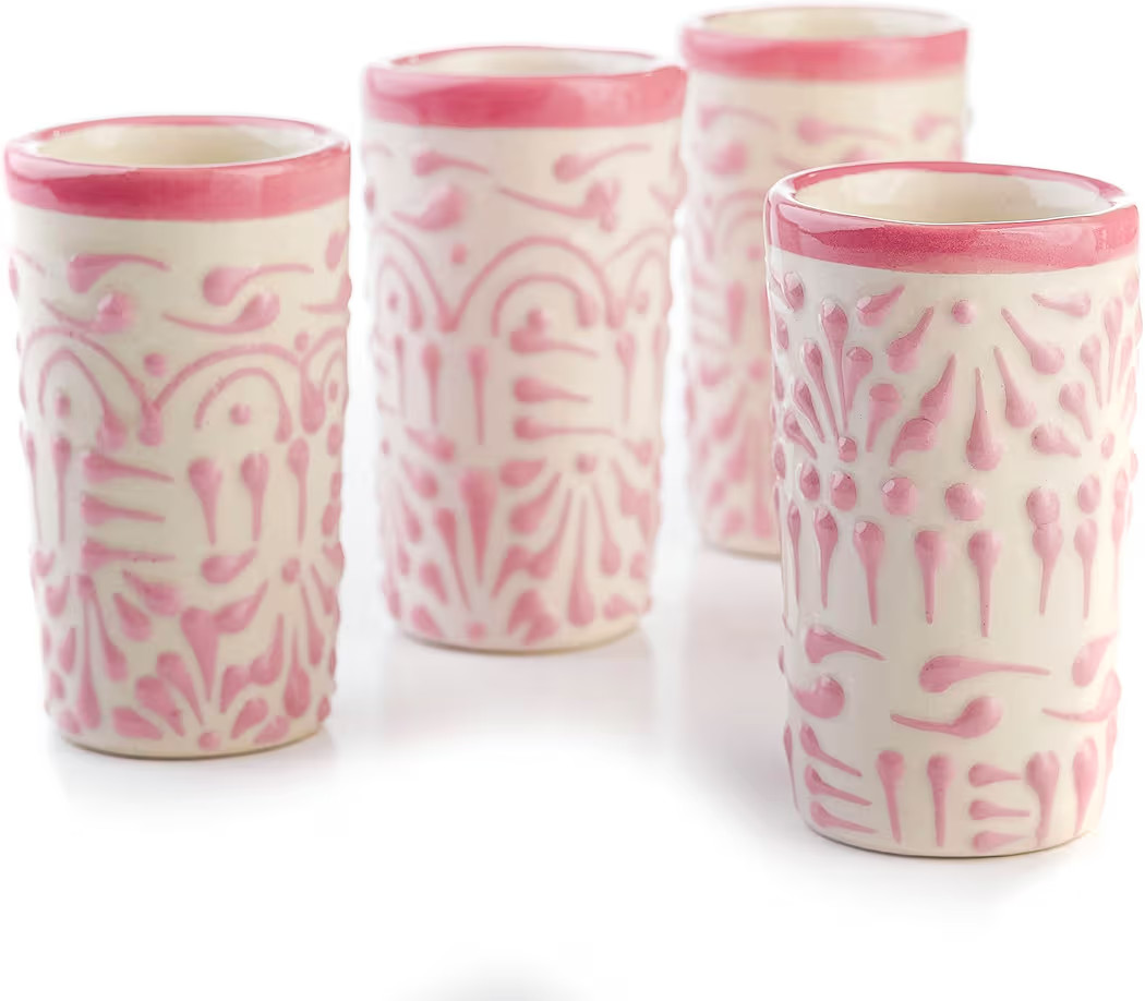 Talavera Shot Glasses Set of 4 Authentic Mexican Tequila Shot Glasses - Hand-painted - 2 Oz (Pink... | Amazon (US)