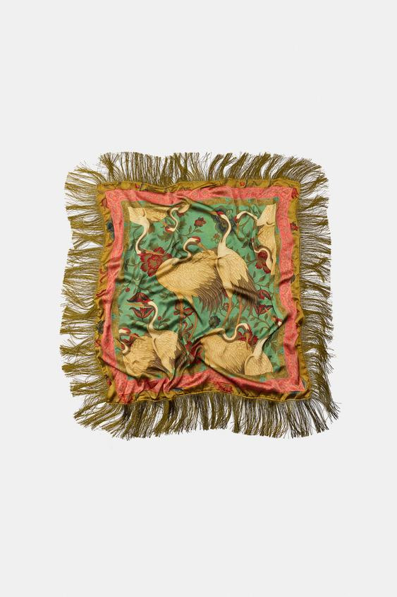 HERON PRINT SATIN SCARF | Zara US