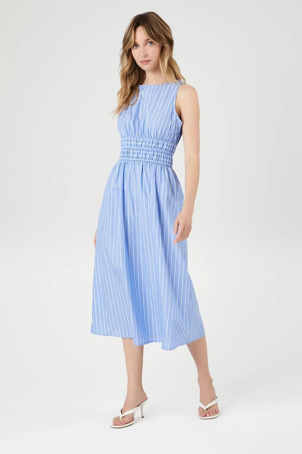 Pinstriped Poplin Midi Dress | Forever 21 (US)