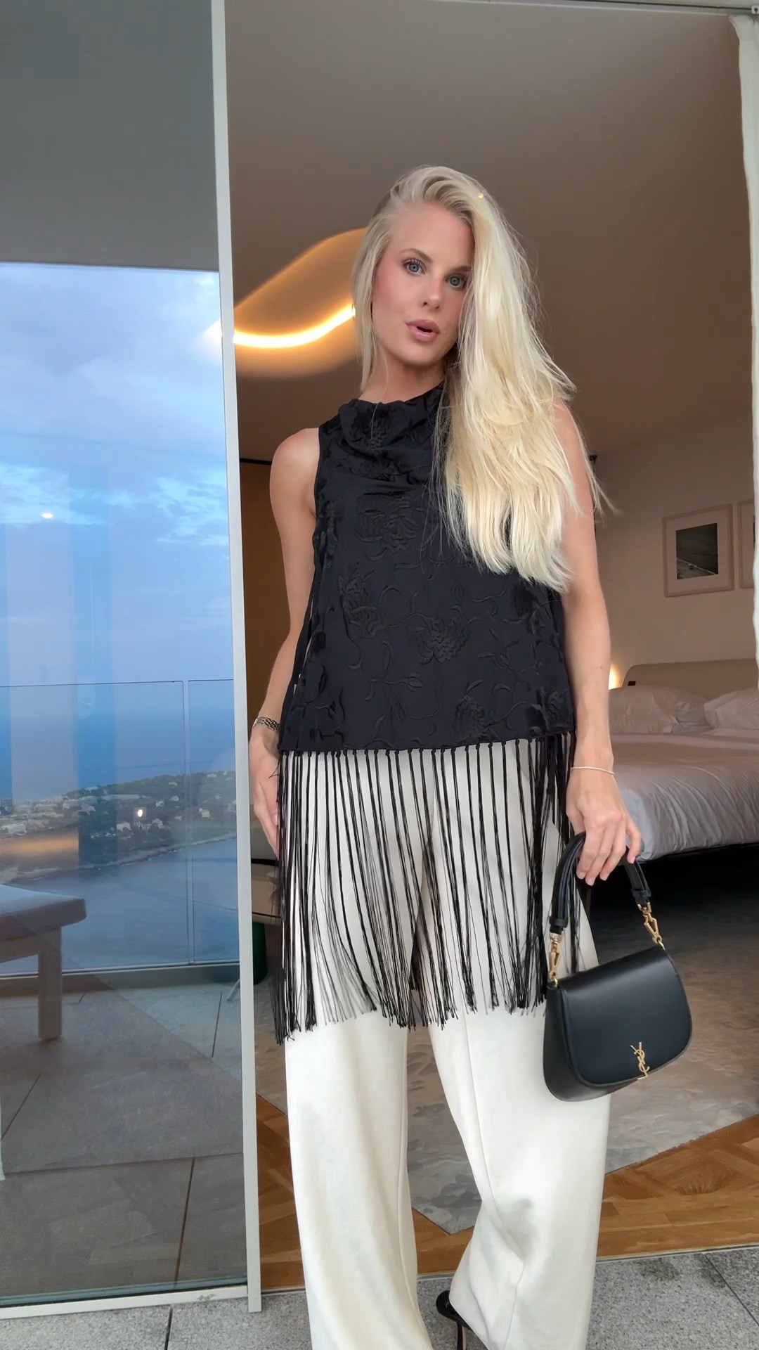 SIZE: linked similar tops, size 4 pants (linking similar at different price points), shoes tts, linked similar earrings #kathleenpost 

European summer outfit, date night outfit, dinner outfit, tassel top, chic style, European style #LTKStyleTip

#LTKootd