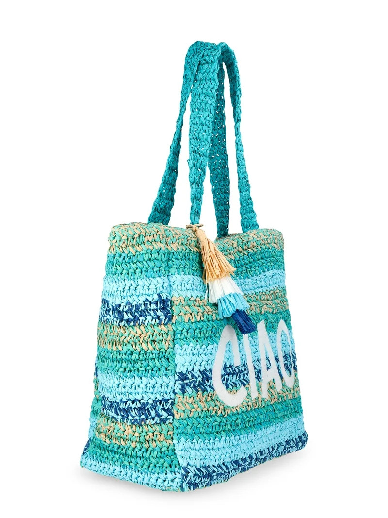 No Boundaries Women's Ciao Beach Tote Bag, Blue Ciao | Walmart (US)