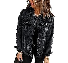 Necooer Women's Jean Jacket Distressed Washed Button Up Boyfriend Denim Jacket Coat With Pockets | Amazon (US)