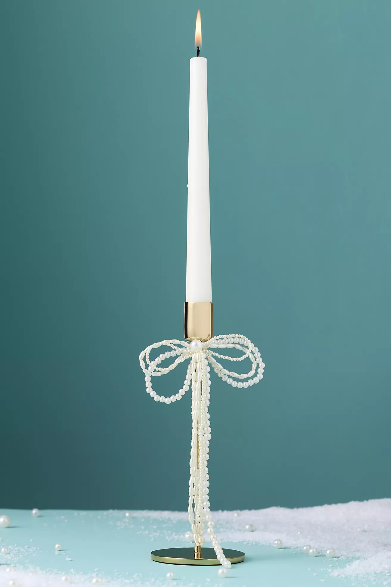 Gold & Pearl Bow Candle Holder | Anthropologie (US)