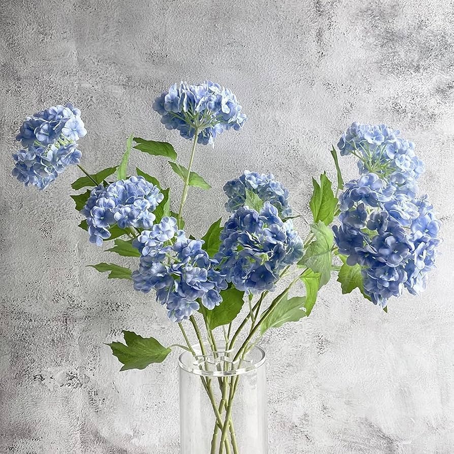 RUZUQE YalzoneMet 4 Pcs Artificial Snowball Viburnum Flower 26.8‘’ Blue Small Hydrangea Real ... | Amazon (US)