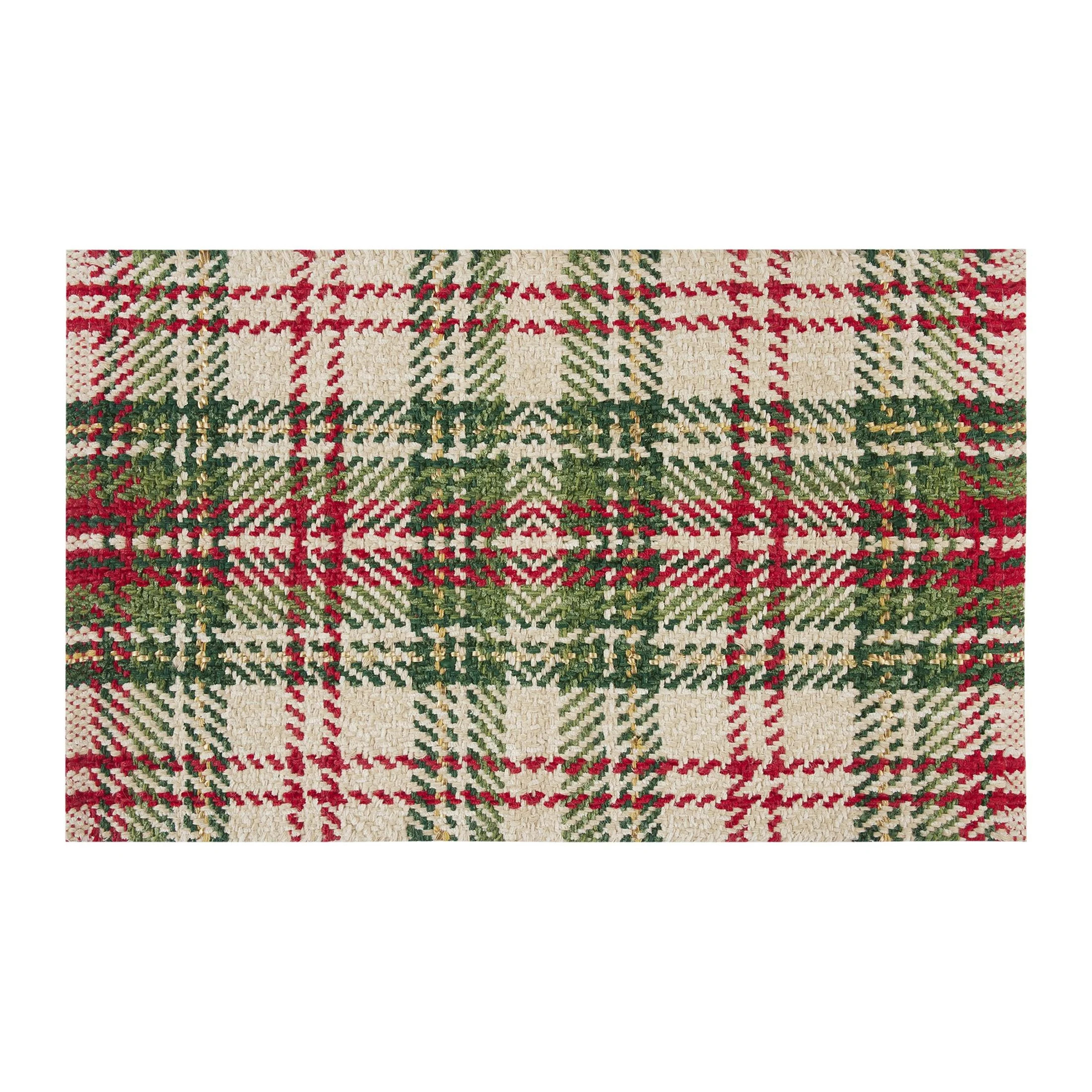 Holiday Time Ivory Plaid Rayon, Jute & Cotton Indoor Accent Rug 20" x 34" | Walmart (US)