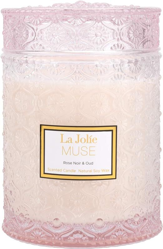LA JOLIE MUSE Rose Noir & Oud Scented Candle, Rose Candle Gift for Women, Large Glass Jar Candles... | Amazon (US)