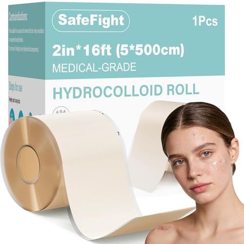 SafeFight Hydrocolloid Roll for Wound Care, Medical-Grade Hydrocolloid Patch Bandages with Self-Adhesive, Cut-to-Size Ultra Absorbent, Flexible & Waterproof, First Aid Kit Essential (2in*16ft) | Amazon (US)