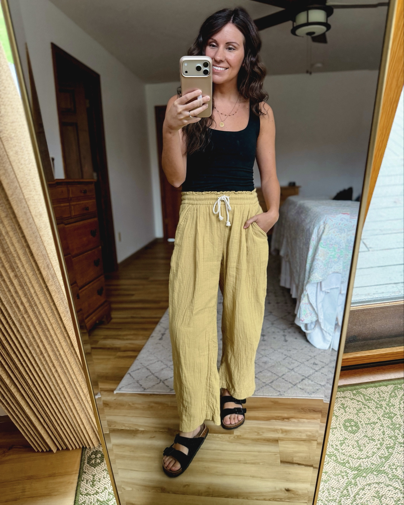 xs in my tank (also own in white), xs petite in my pants (also own in red!). My sandals are size 6. 🖤

My denim shirt is older so I linked similar options. 

#LTKootd #LTKPetite #LTKgrwm