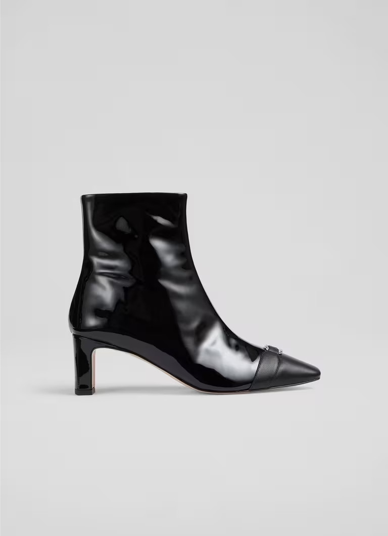 Hylda Black Patent Ankle Boots | L.K. Bennett (UK)