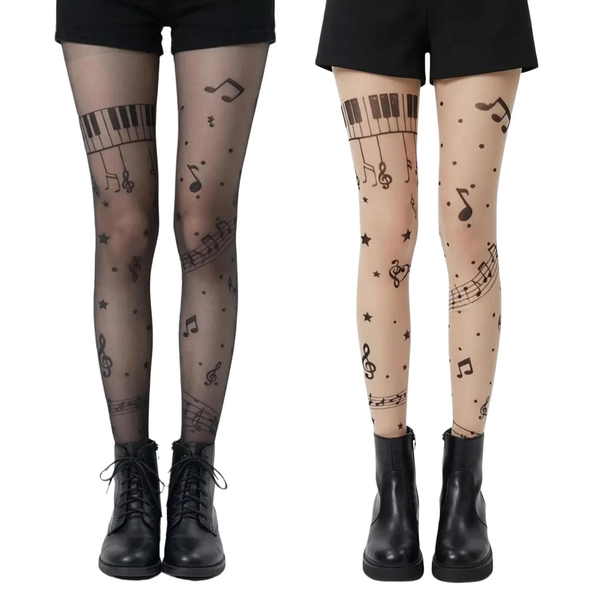 2pcs Women's Sheer Tights with Musical Note and Piano Pattern Design | Kohl's