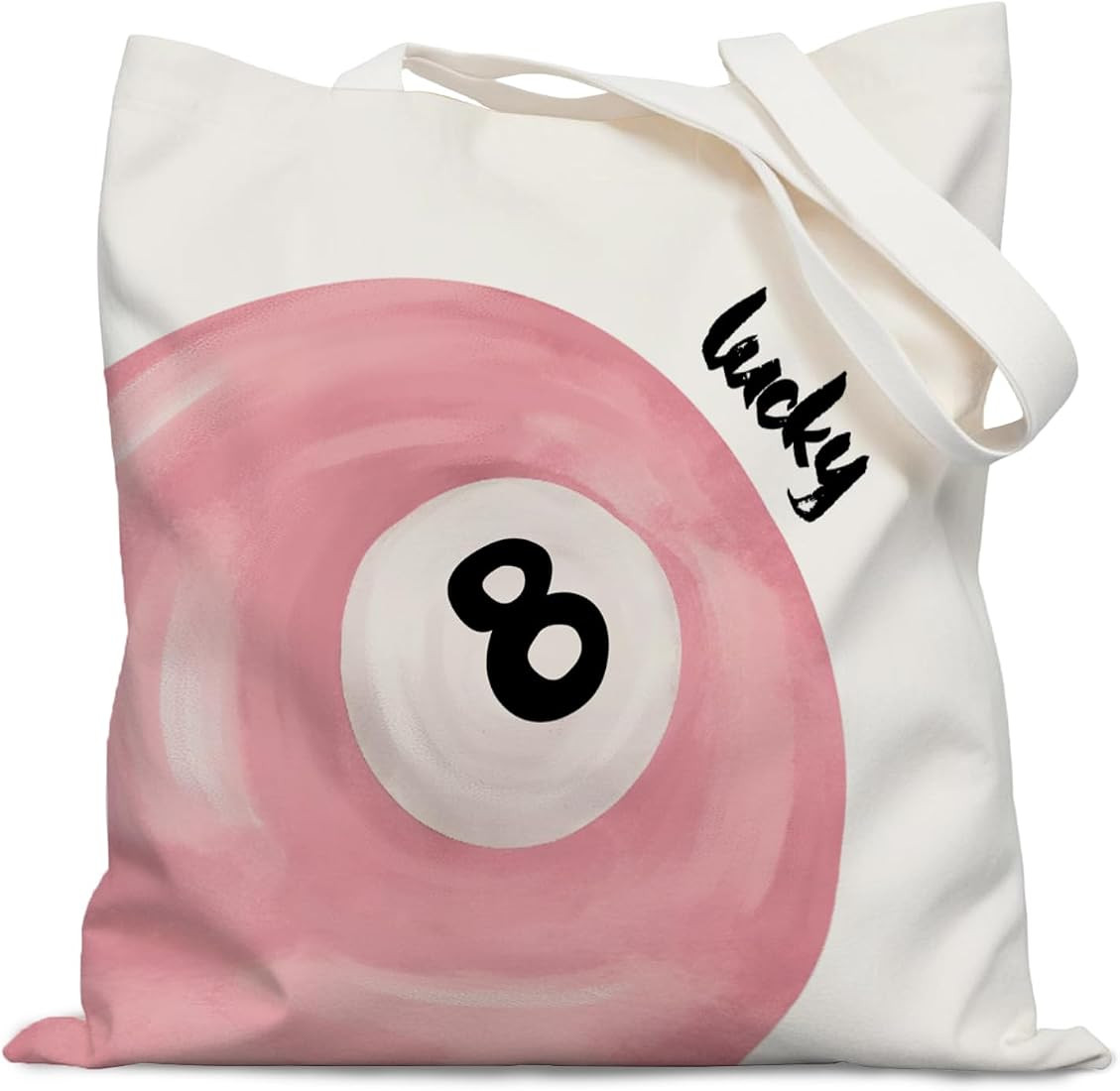Canvas Tote Bag Aesthetic for Women, Preppy Trendy Lucky 8 Ball Tote Bag, Cute Reusable Cloth Cot... | Amazon (US)