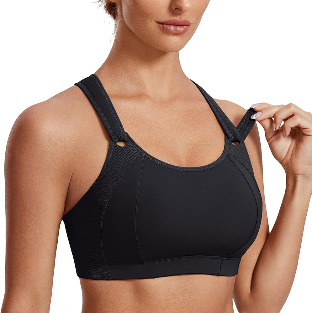 SYROKAN Women's Sports Bra Front Adjustable High Impact Support Padded Wireless Racerback Plus Si... | Amazon (US)