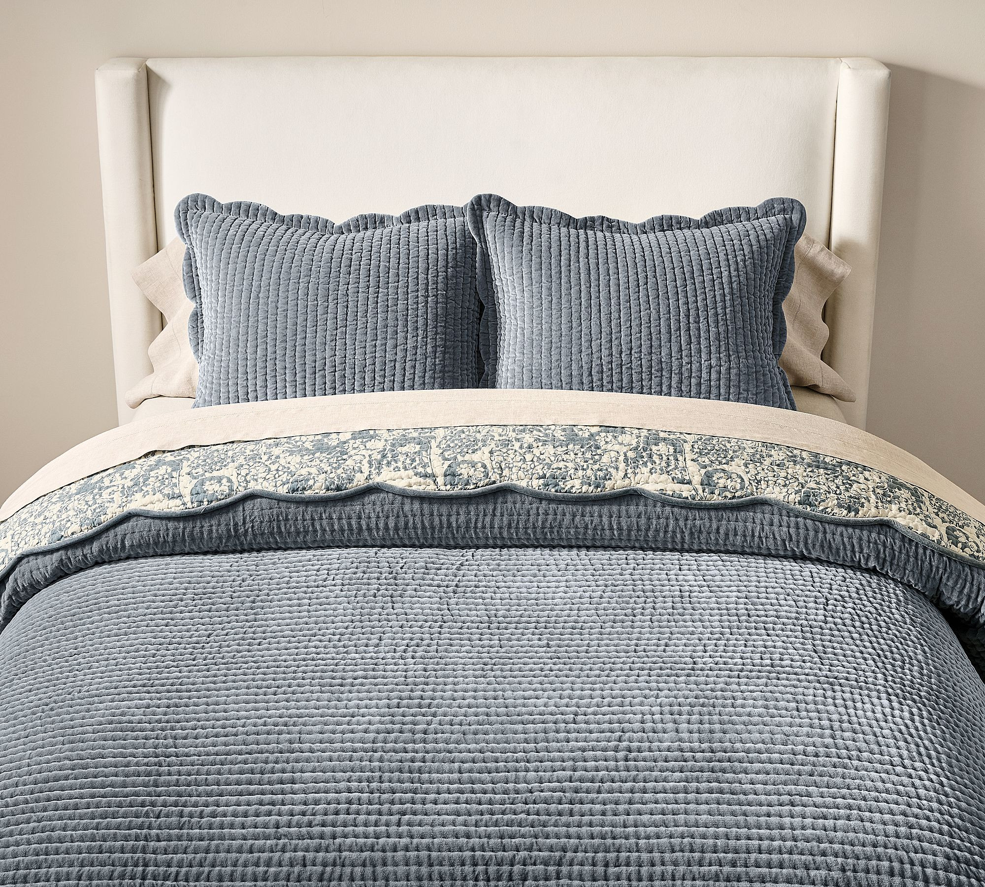 Velvet Scalloped Edge Reversible Quilt | Pottery Barn (US)