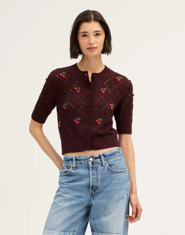 Embroidered Bauble Pointelle-Stitch  Cardigan | Madewell
