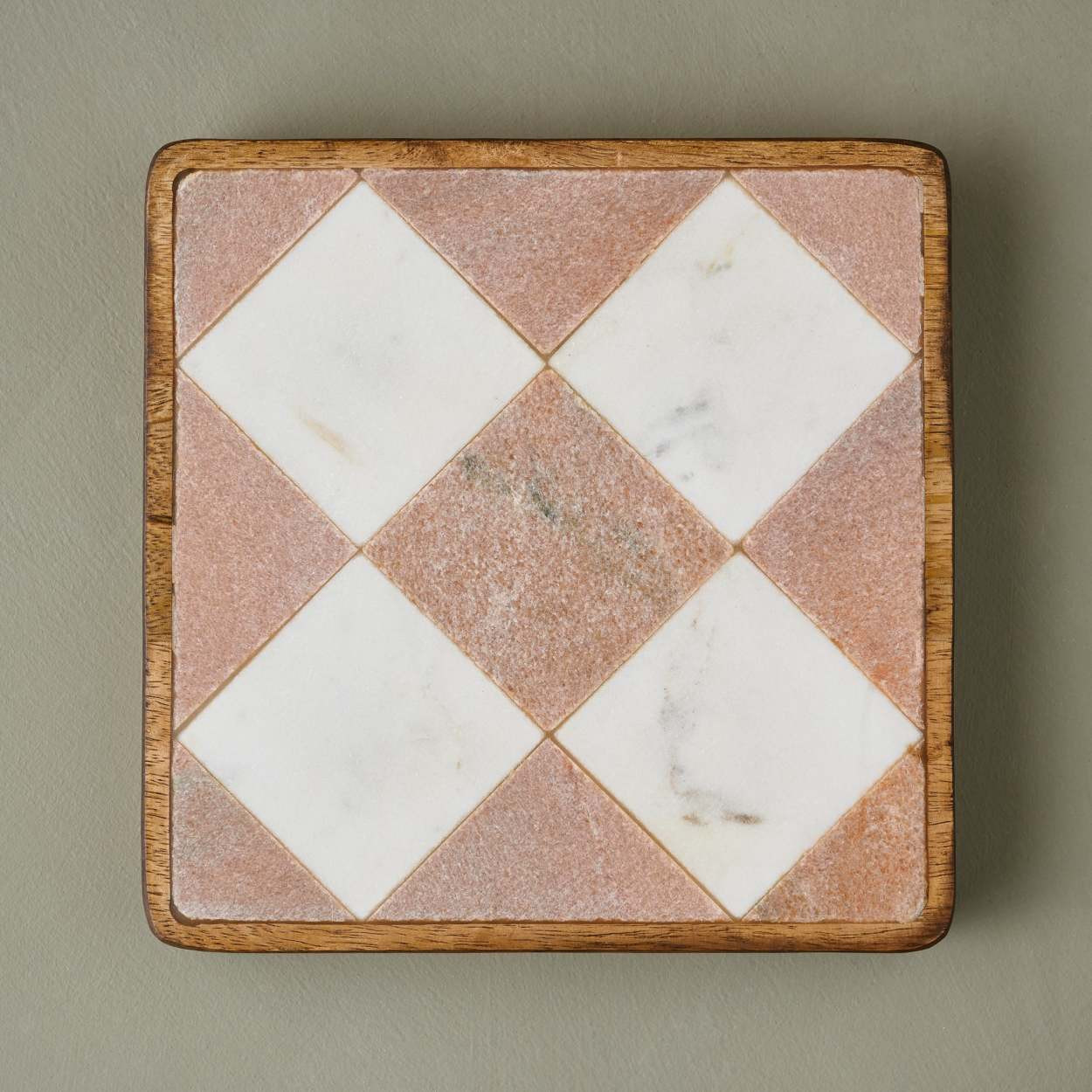 Carmella Checkered Marble Trivet | Magnolia