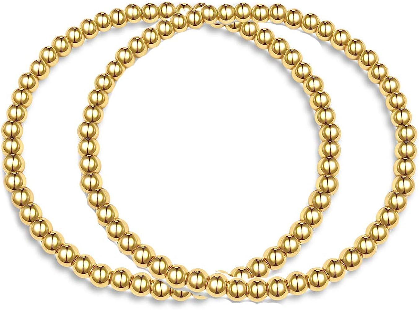 Hapuxt 14K Real Gold Plated Bead Bracelet | Inspirational Gold Bracelet for Women | Amazon (US)