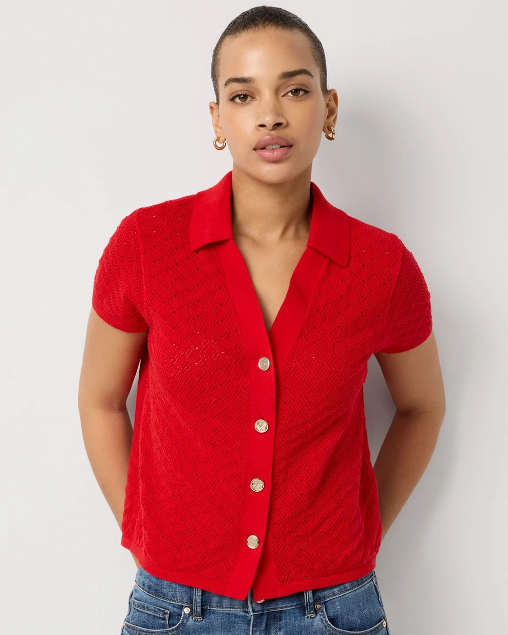 Textured Stitch Collared Cardigan | White House Black Market | White House Black Market
