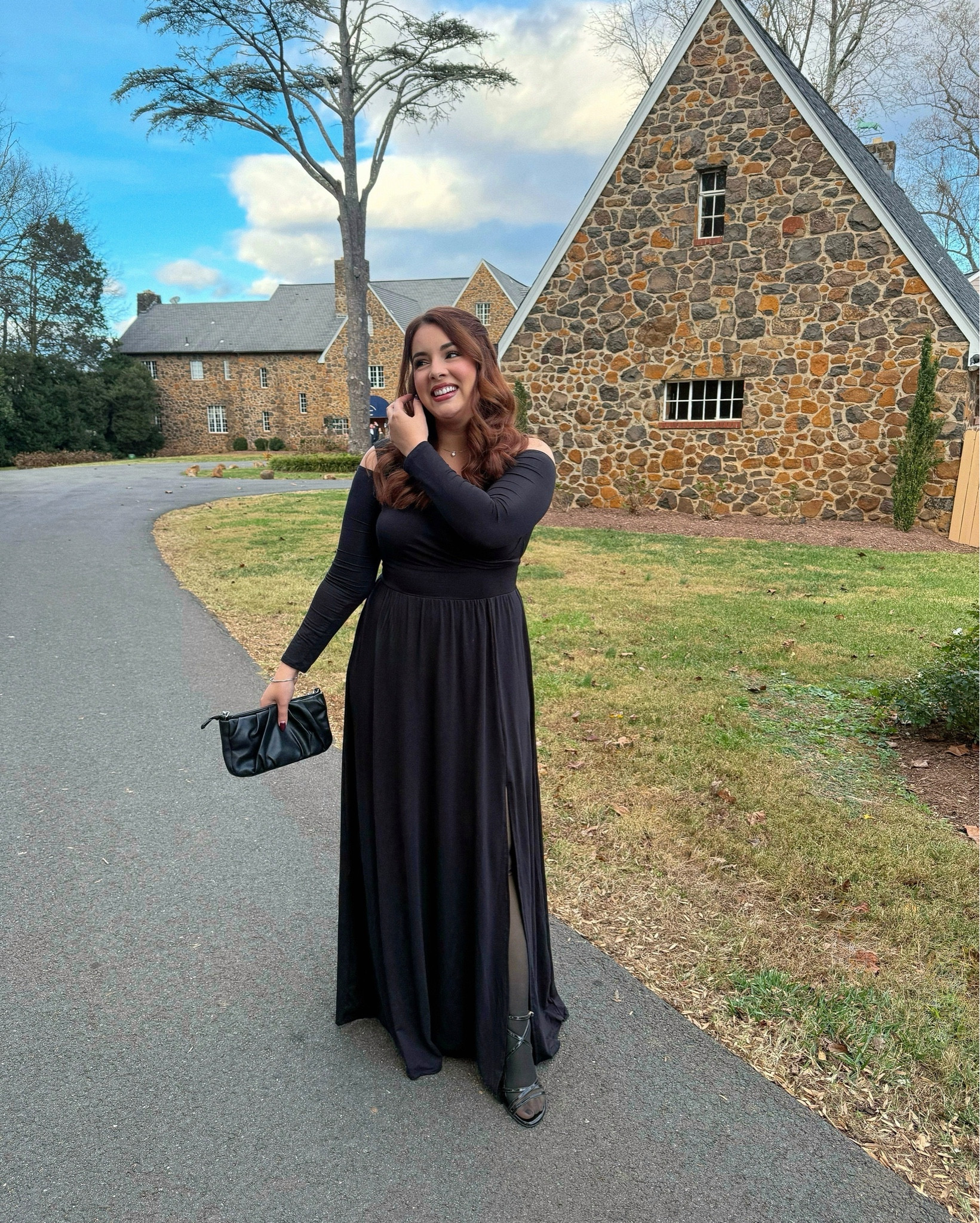 Holiday wedding guest dress!!! Absolutely loveeee it! Super comfortable and really flattering!!😍😍😍 

#weddingguest #weddingguestdress #holidaywedding #holidayparty #blackdress #longblackdress

#LTKHoliday #LTKSeasonal #LTKMidsize