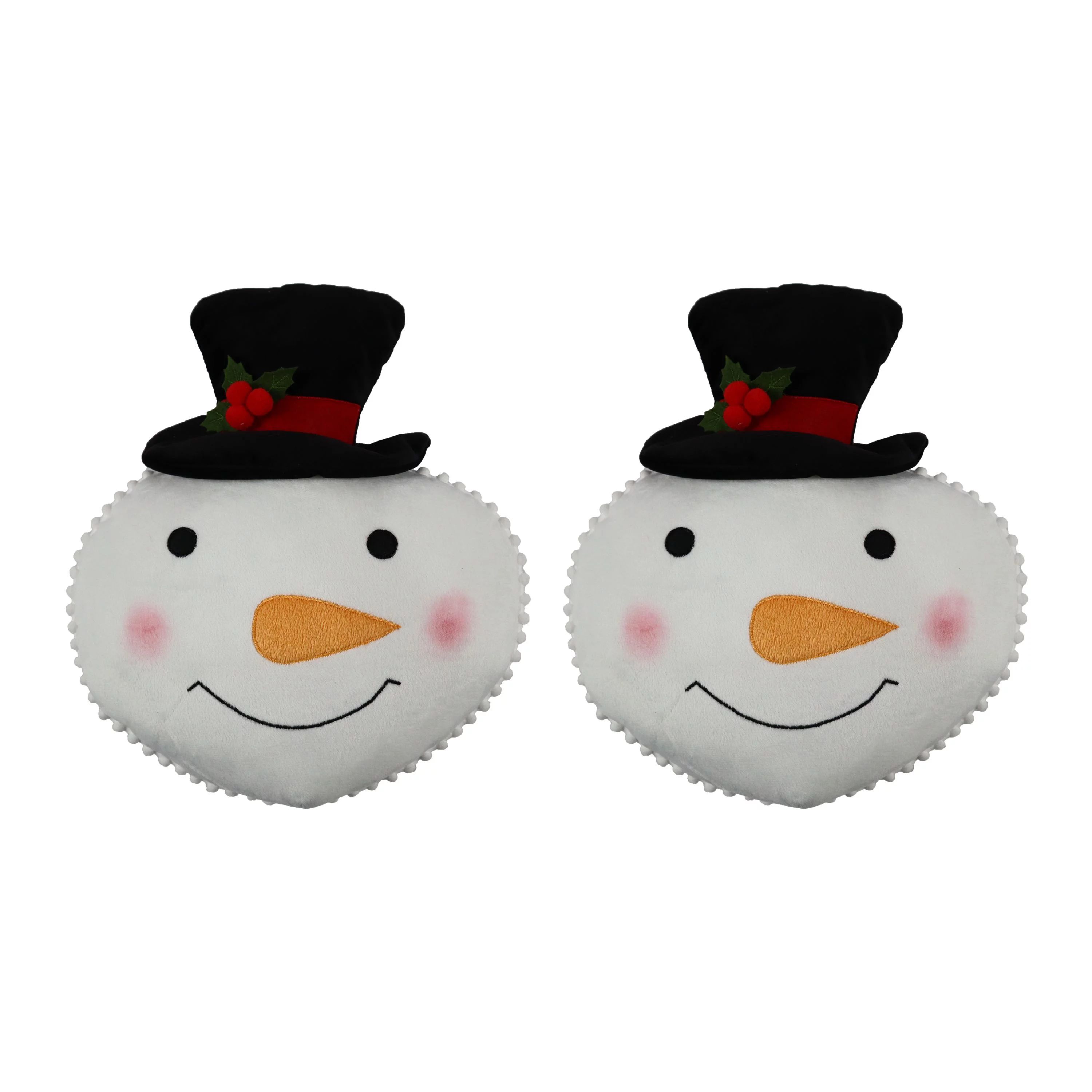 Holiday Time 14inch Snowman Shaped Decorative Pillow, White and Black, 2 Count per Pack | Walmart (US)