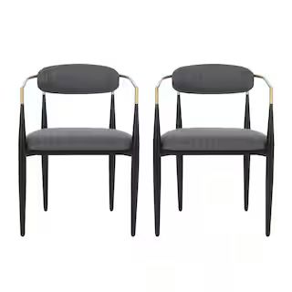 Noble House Boise Charcoal and Black Fabric Upholstered Dining Chairs (Set of 2) 109264 - The Hom... | The Home Depot