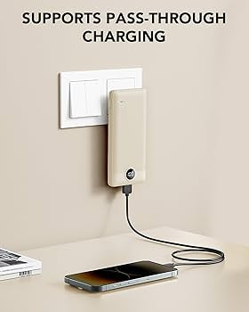 Portable Charger Built-in Cables and AC Wall Plug, USB C Power Bank 10000mAh, Travel Battery Port... | Amazon (US)