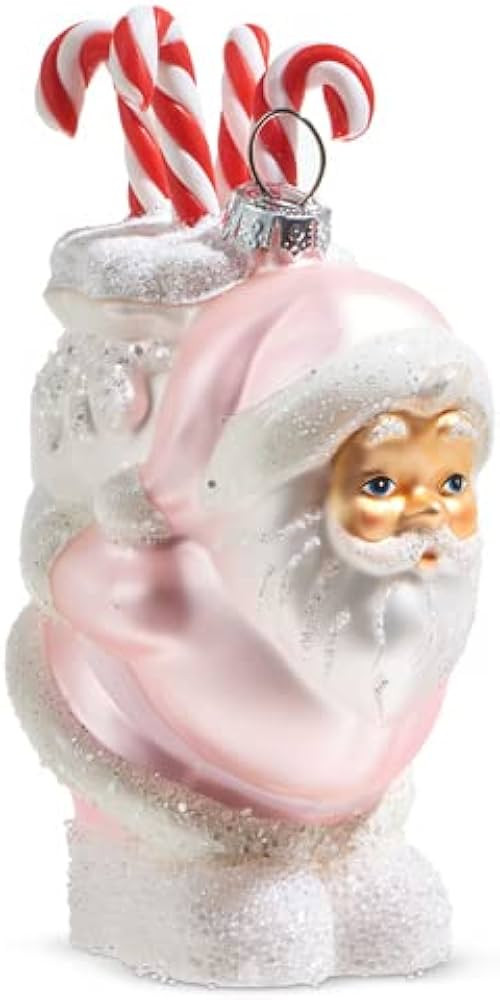 RAZ Imports Pink Santa with Cancy Canes Ornament, 5-inch Height, Glass and Plastic, Christmas, Ho... | Amazon (US)