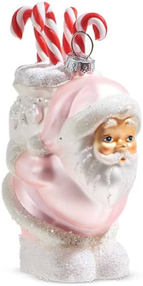 RAZ Imports Pink Santa with Cancy Canes Ornament, 5-inch Height, Glass and Plastic, Christmas, Ho... | Amazon (US)