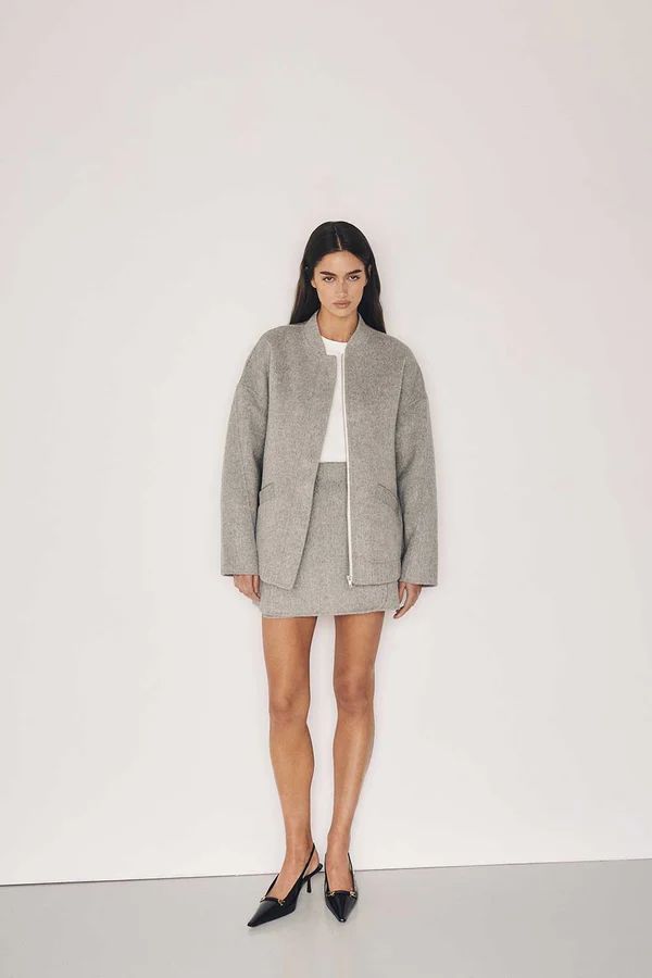 JERI SILVER WOOL BOMBER JACKET | DISSH