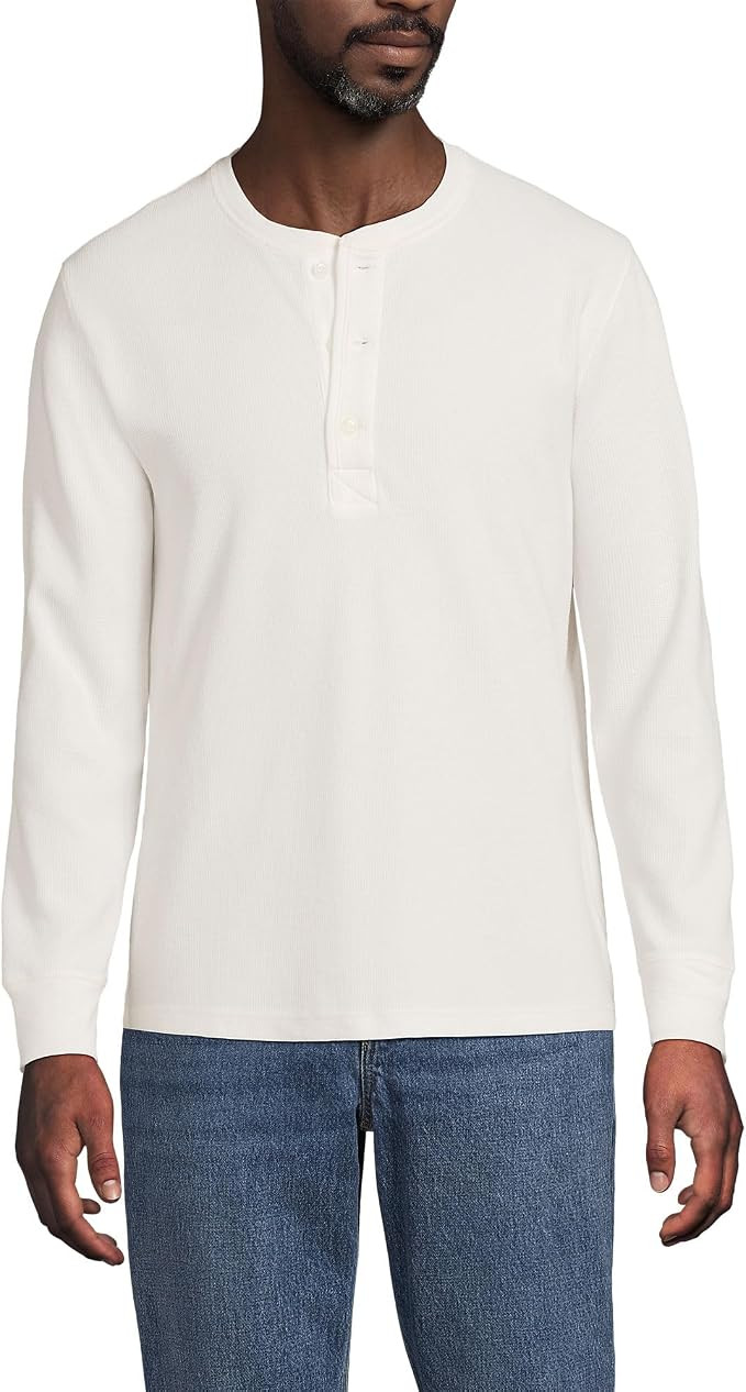 Lands' End Men's Long Sleeve Thermal Waffle Henley | Amazon (US)