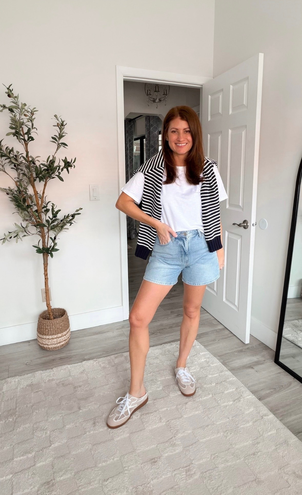 Can you believe these denim shorts are Walmart? I am completely blown away by the quality of these and they are so cute with this white tee and striped sweater. I’m completely shocked by how cute this is, I feel like a total cool mom in this outfit! 

#LTKSeasonal