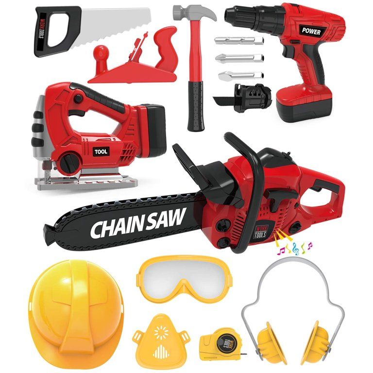Exercise N Play Kids Power Tool Play Set W/ Electric Toy Drill Chainsaw Jigsaw Toy | Walmart (US)