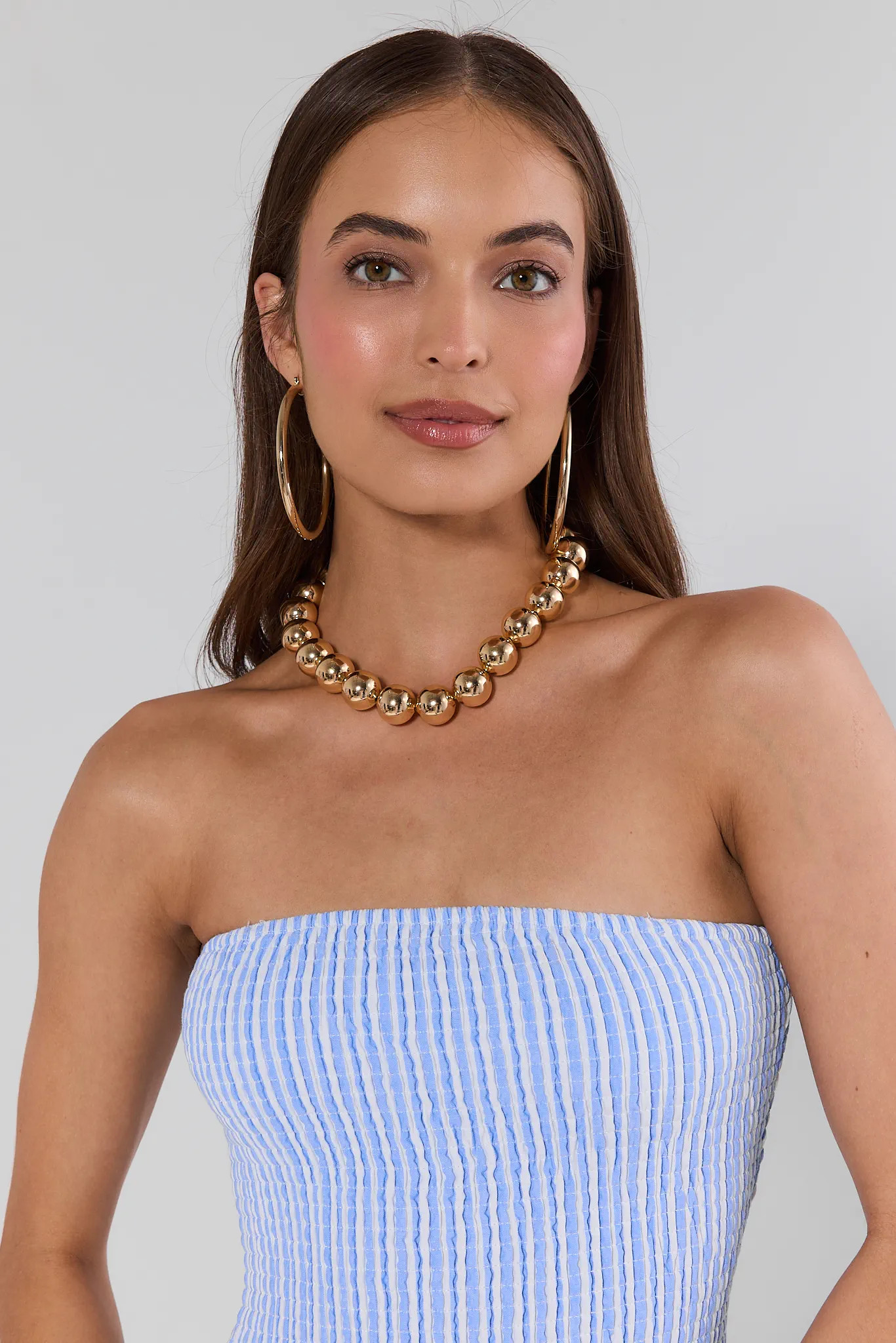 Natasha Gold Chunky Beaded Necklace | Avara