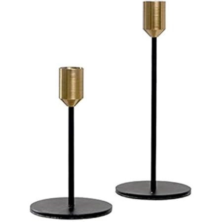 Nuptio Candlestick Holders Taper Candle Holders, 2 Pcs Candle Stick Holders Set, Gold & Black Brass  | Amazon (US)