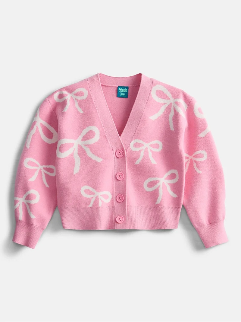Wonder Nation Girls' Button Front Cardigan Sweater with Long Sleeves, Sizes 4-18 & Plus | Walmart (US)