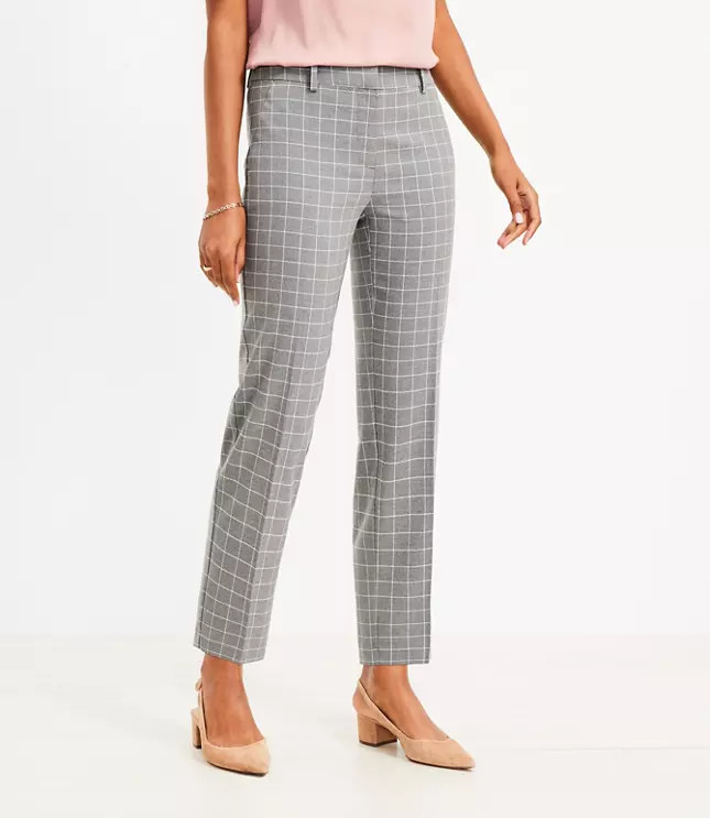 Curvy Riviera Slim Pants in Plaid | LOFT