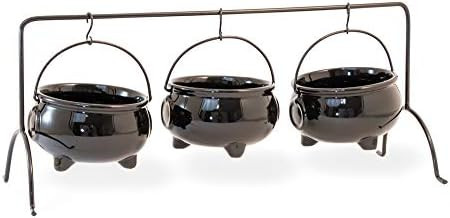 Boston International Halloween Cauldron Serving Bowls on Rack, Set of 3, 17.25 x 7.25-Inches, Bla... | Amazon (CA)