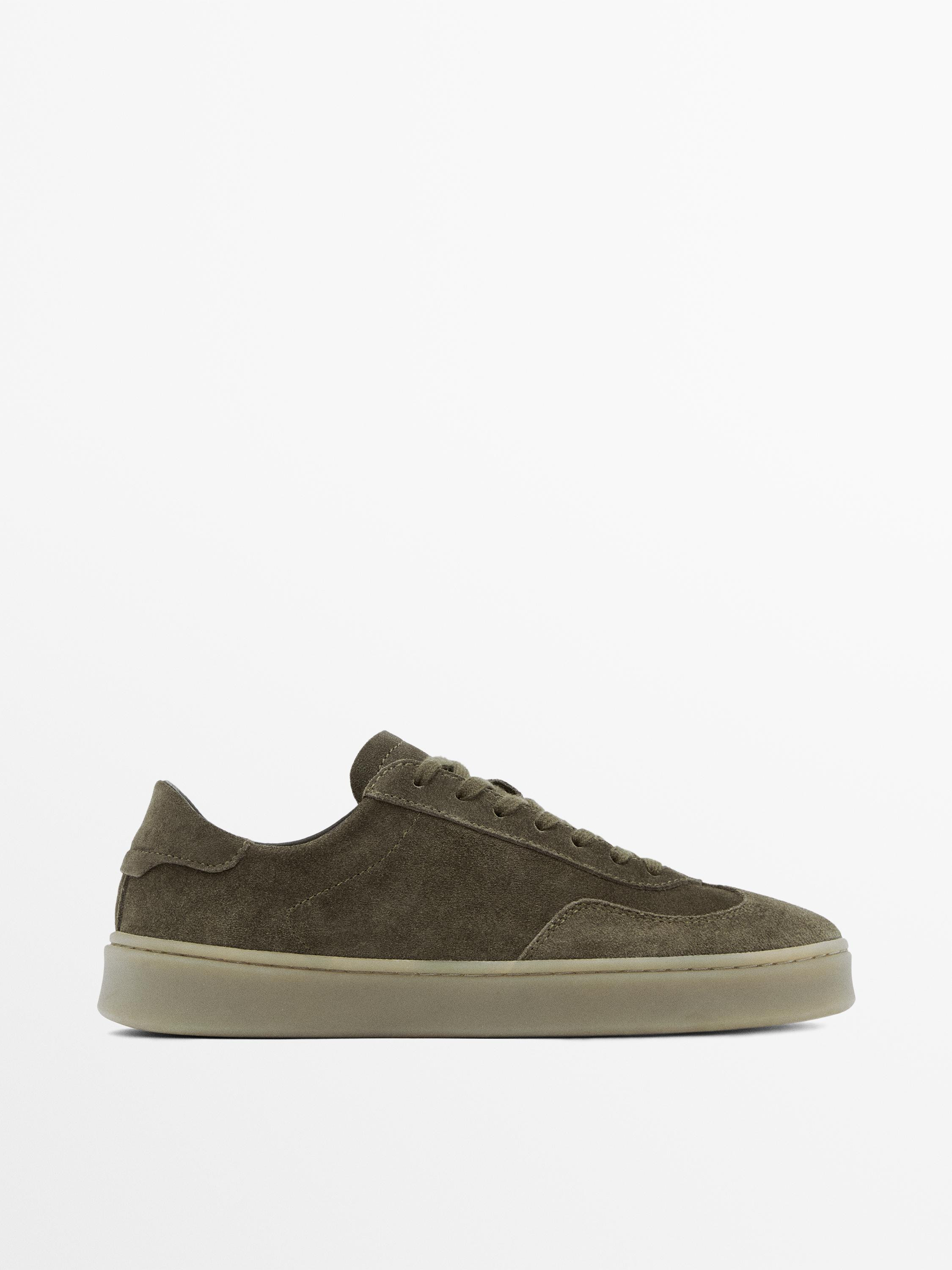 Split suede leather trainers | Massimo Dutti US