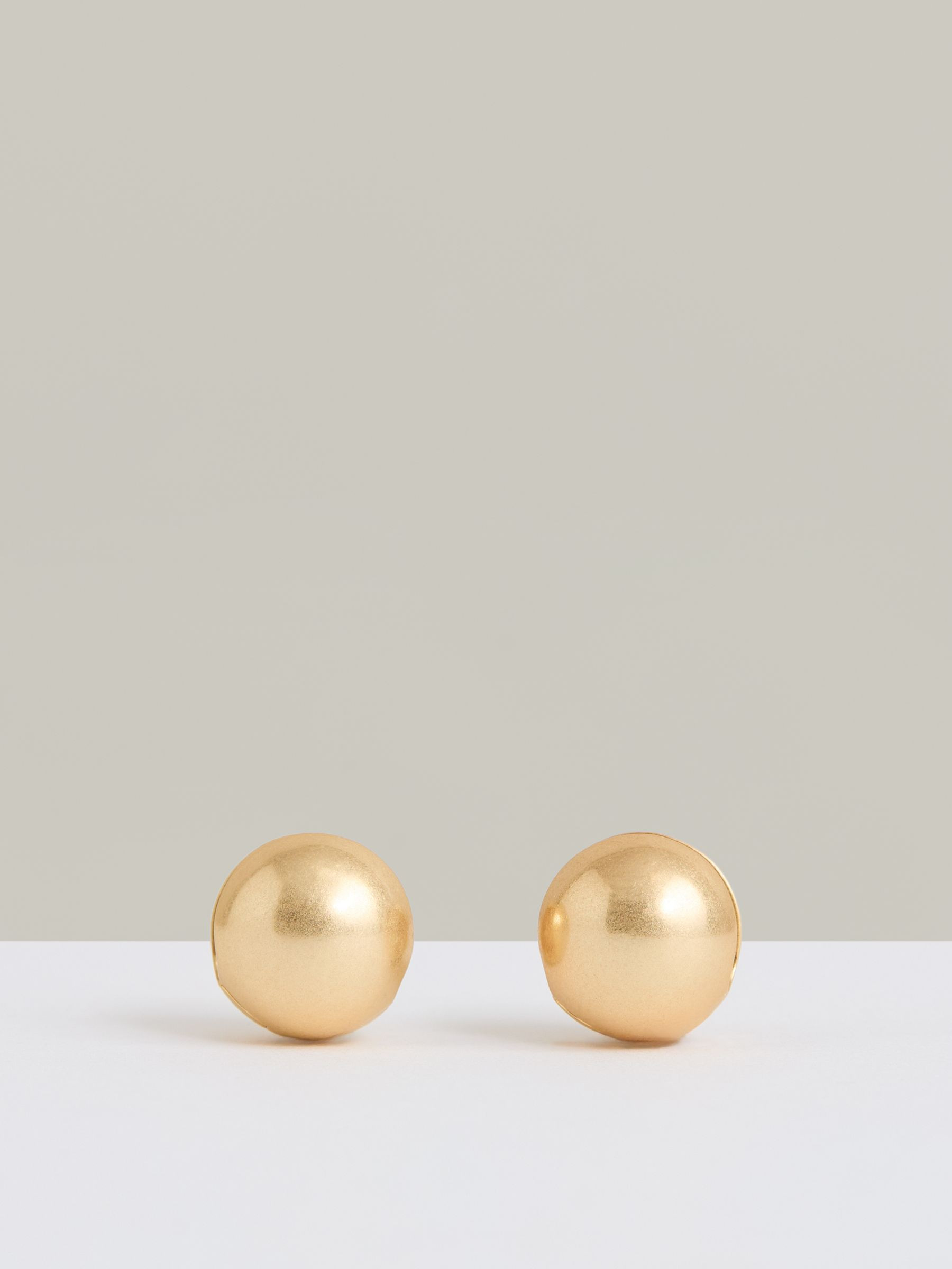 Reiss Polished Ball Huggie Earrings in Gold Tone - REISS | Reiss UK