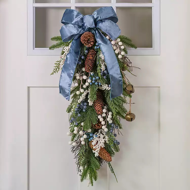 Juniper Berry Blue Bow Christmas Teardrop | Kirklands